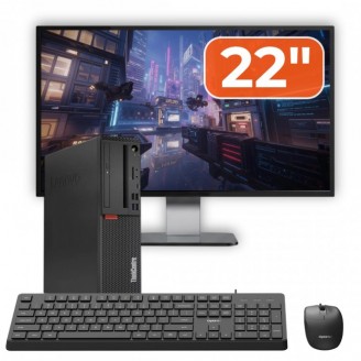 Pachet PC Second Hand Lenovo ThinkCentre M720s SFF, Intel Core i5-9400 2.90-4.10GHz, 8GB DDR4, 256GB SSD NVMe + Monitor 22" + cadou tastatura si mouse OptimX Pro KM500
