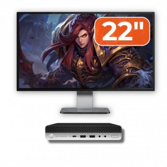 Pachet Calculator Second Hand HP EliteDesk 800 G5 Mini PC, Intel Core i5-9600 2.20 - 3.70GHz, 8GB DDR4, 256GB SSD + Monitor 22"