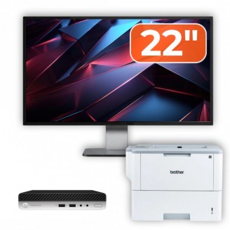 Pachet Calculator Second Hand HP ProDesk 400 G4 Mini PC, Intel Core i3-8100T 3.40GHz, 8GB DDR4, 256GB SSD + Monitor 22" & Imprimanta Brother HL-L6300DW