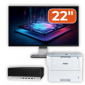 Pachet Calculator Second Hand HP ProDesk 600 G3 SFF, Intel Core i5-6500 3.20GHz, 8GB DDR4, 256GB SSD + Monitor 22" & Imprimanta Brother HL-L6300DW