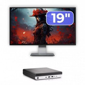 Pachet Calculator Second Hand HP EliteDesk 800 G3 Mini PC, Intel Core i5-6500T 2.50GHz, 16GB DDR4, 512GB SSD + Monitor 19"
