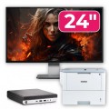 Pachet Calculator Second Hand HP EliteDesk 800 G3 Mini PC, Intel Core i5-6500T 2.50GHz, 8GB DDR4, 256GB SSD + Monitor 24" & Imprimanta Brother HL-L6300DW