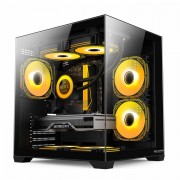 Carcasa Noua Pro Gaming Ambra Black Cube, Middle Tower, Micro-ATX, Fara Sursa, 5x Fan ARGB, Controller ARGB, Telecomanda Carcasa Noua Pro Gaming Ambra Black Cube, Middle Tower, Micro-ATX, Fara Sursa, 5x Fan ARGB, Controller ARGB, Telecomanda
