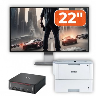 Pachet Calculator Second Hand Fujitsu Esprimo Q958 Mini PC, Intel Core i5-8400 2.80 - 4.00GHz, 8GB DDR4, 256GB SSD + Monitor 22" + Imprimanta Brother HL-L6300DW