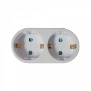 Dublu-stecher Spacer SPMS-2-WH, 2 prize Schuko, 1 stecher Schuko, 16A, max 3500W, protectie copii, alb